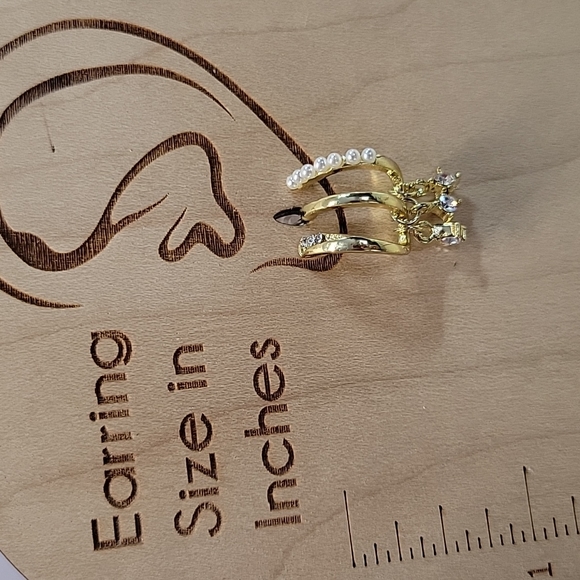 Claw Style Huggies with Faux Pearl, Crystal Dangles, S925 - Picture 7 of 7